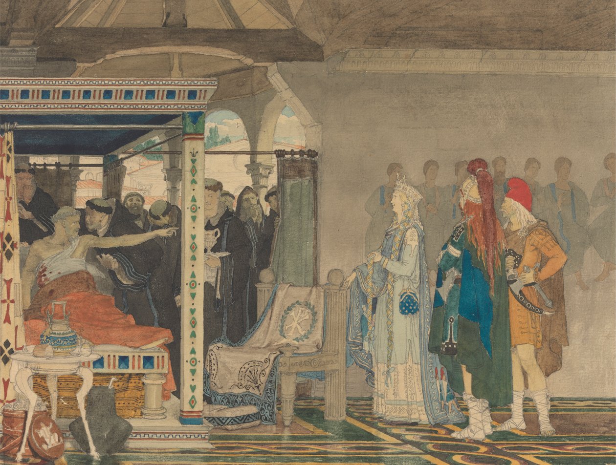 Praetextatus'un Ölüm döşeğindeki Fredegonda by Lawrence Alma Tadema