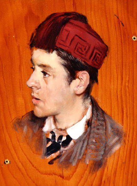 Sir Herbert Thompson, Bart., c.1877 (panelde yağlı boya) by Lawrence Alma Tadema