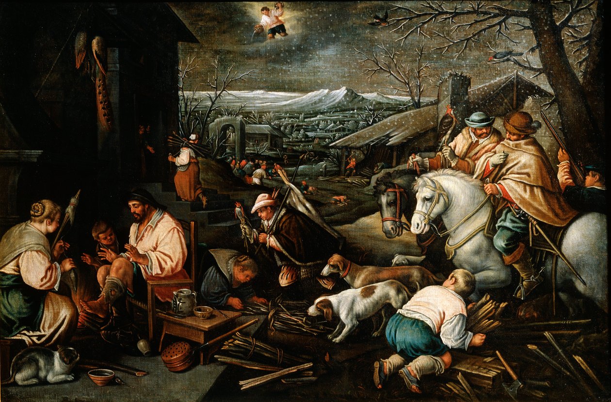 The Seasons dizisinden Ocak, 16. yüzyılın sonu veya 17. yüzyılın başı by Leandro Bassano