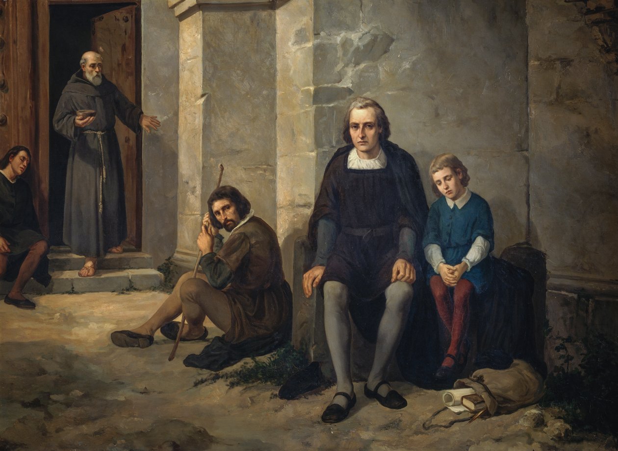 Kristof Kolomb, oğluyla birlikte İspanya, Santa Maria de La Rabida manastırında by Leandro Izaguirre
