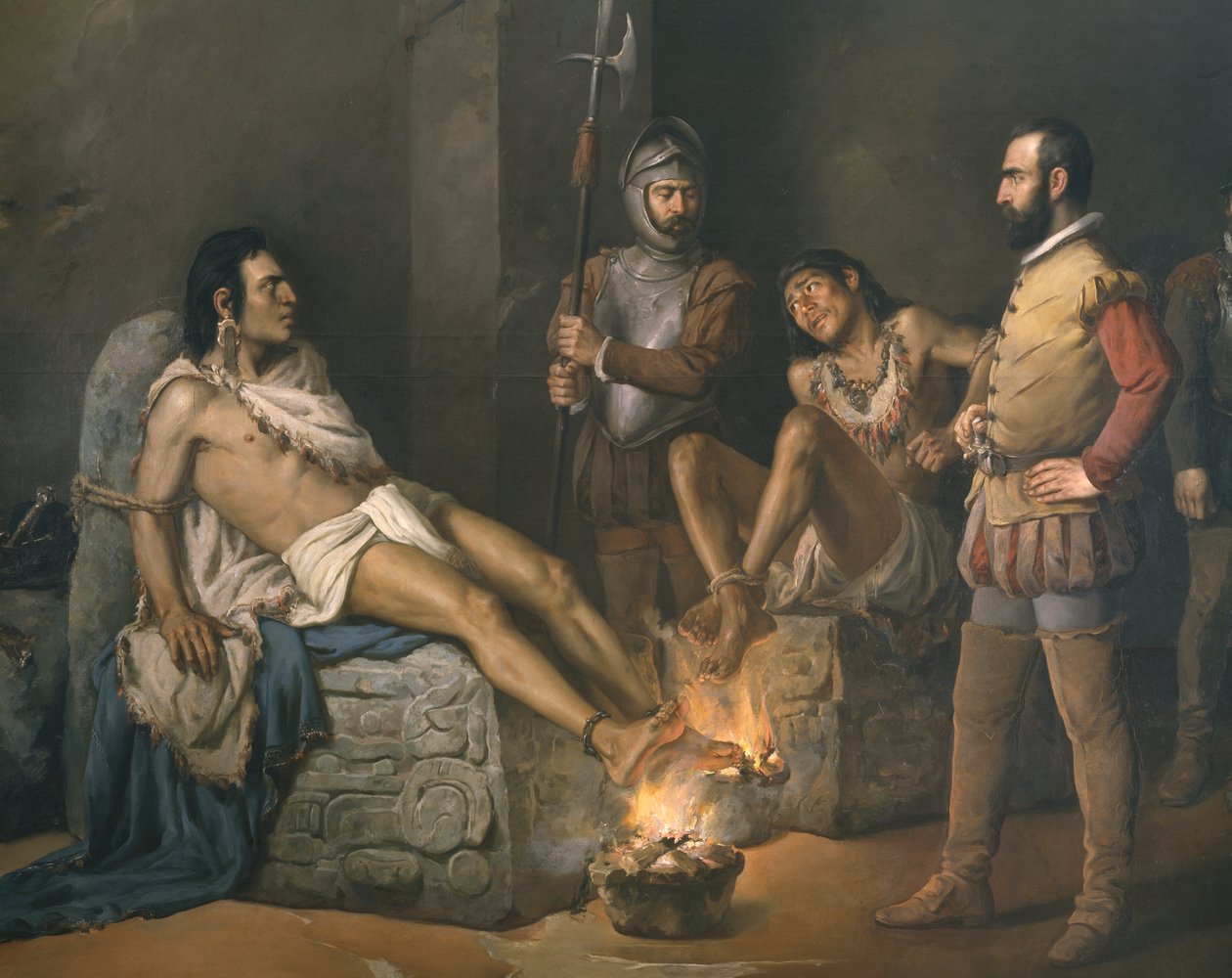 Cuauhtemoc'un İşkencesi (1497-1525) 1893 (detay) (tuval üzerine yağlı boya) by Leandro Izaguirre