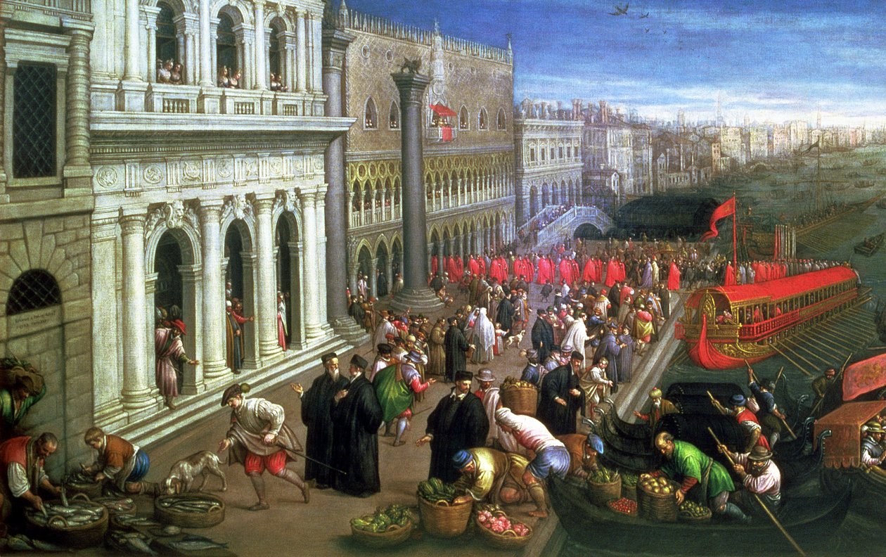 Riva degli Schiavoni, Venedik (tuval üzerine yağlı boya) (65449 detayı) by Leandro da Ponte Bassano