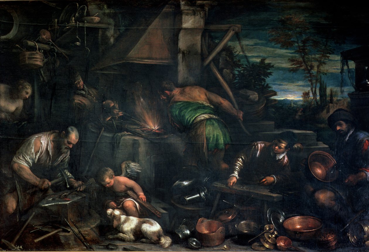 The Forge of Vulcan (tuval üzerine yağlı boya) by Leandro da Ponte Bassano