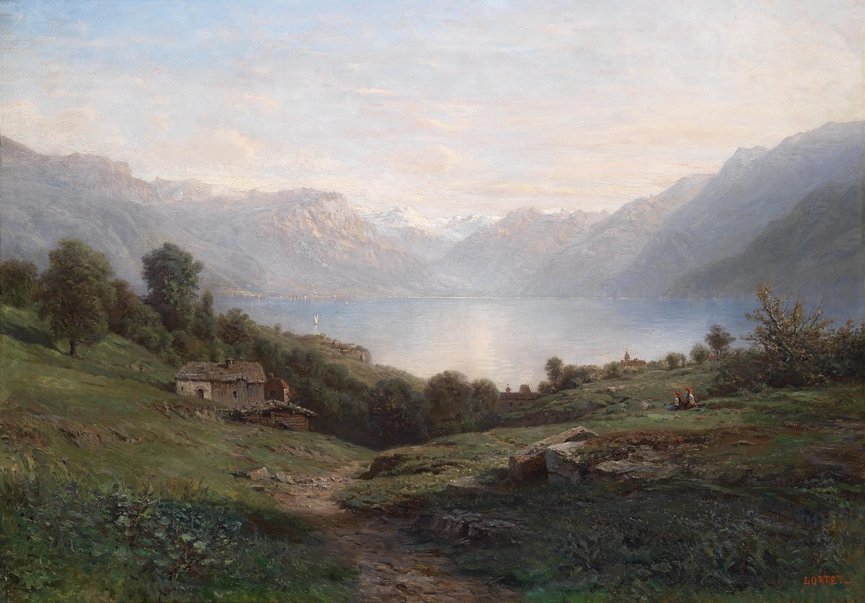 Thun Gölü manzarası by Leberecht Lortet