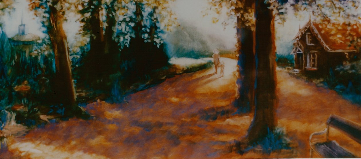 Dane John Gardens, Canterbury, 2000 (kağıt üzerine yağlı boya) by Lee Campbell