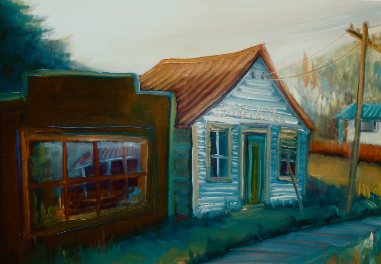 Ghost Town, Batı Kıyısı, Yeni Zelanda, 1998 (kağıt üzerinde yağlı boya) by Lee Campbell