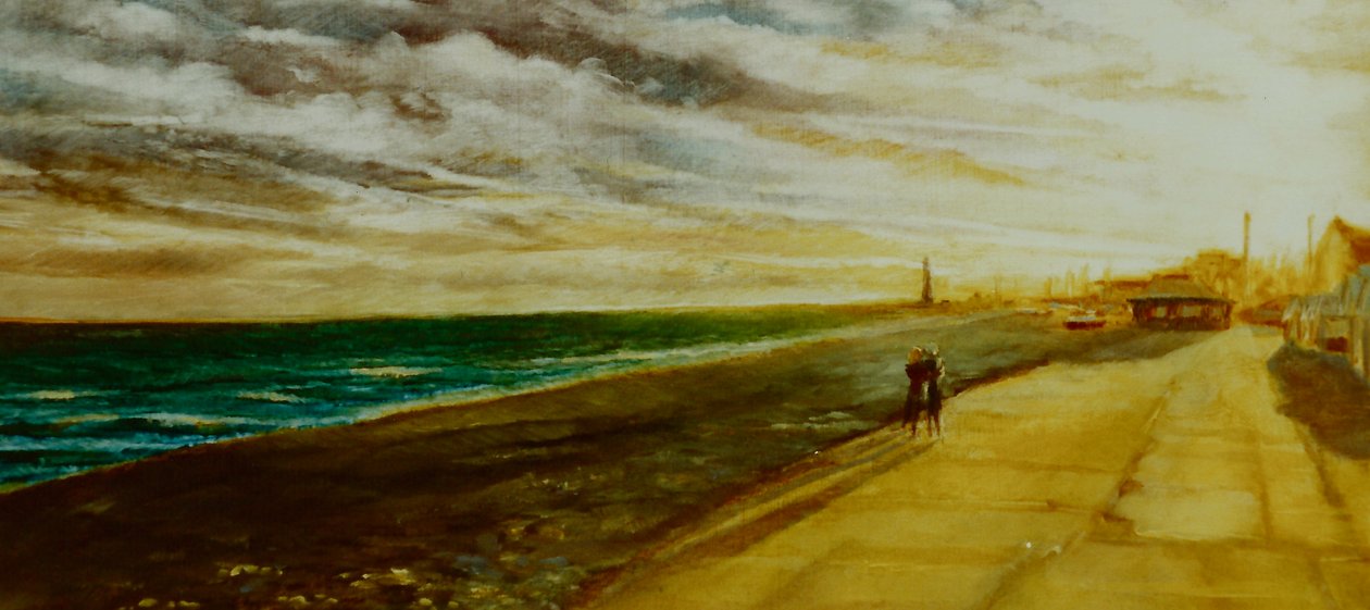 Altın Gelecek, 2001 (kağıt üzerine yağlı boya) Deniz kıyısındaki Aşıklar by Lee Campbell