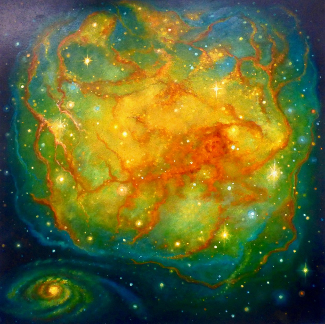 Nebula Emarald, 2023 (tuval üzerine yağlıboya) by Lee Campbell