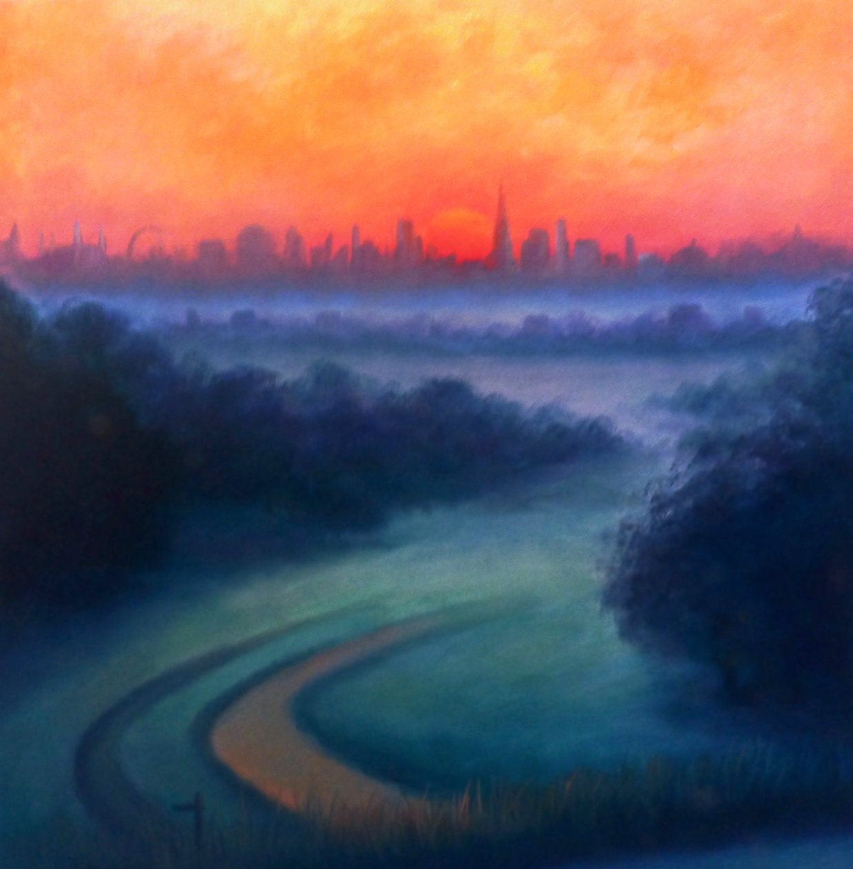 Yaz Şafağı Richmond Parkı; 2023 (tuval üzerine yağlıboya) by Lee Campbell
