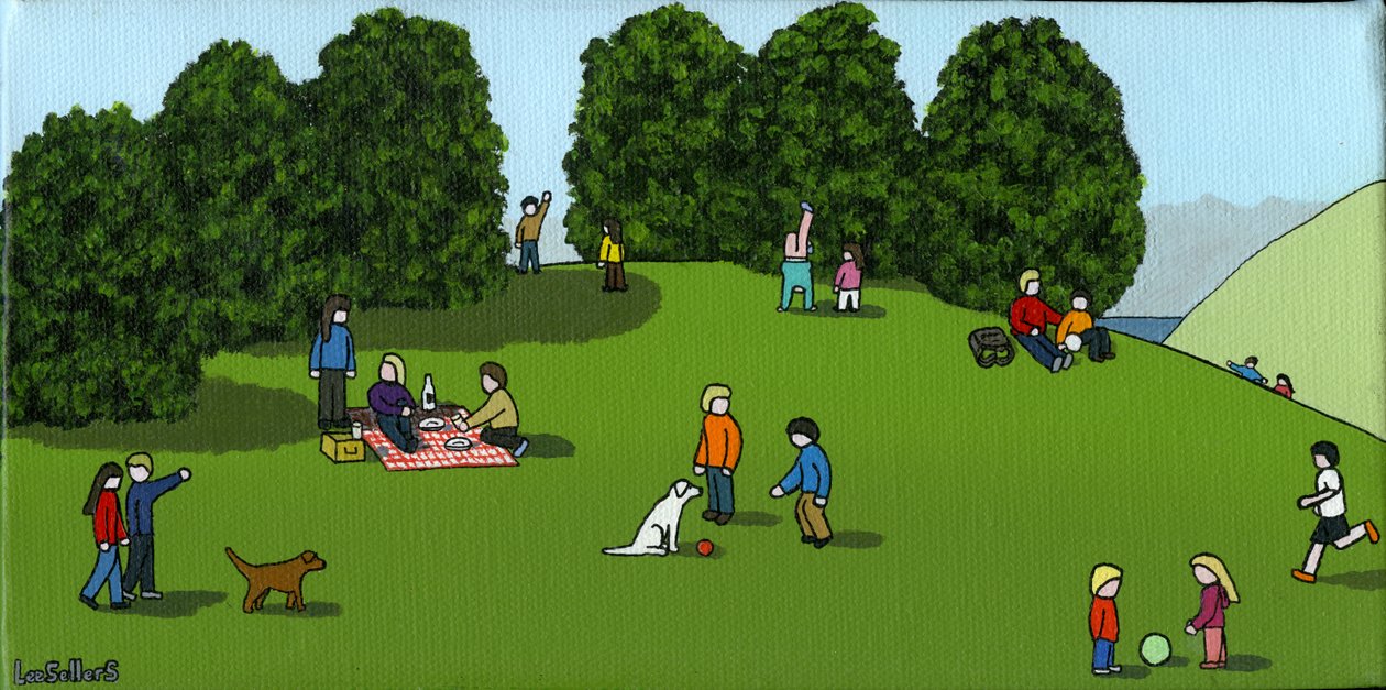 Tepede Piknik, 2015 (Tuval Üzerine Akrilik ve Mürekkep) by Lee Sellers