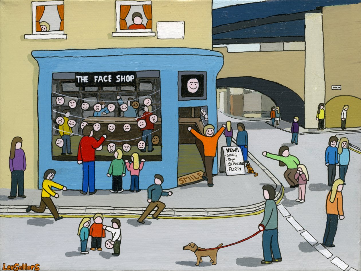 The Face Shop, 2015, (Tuval Üzerine Akrilik ve Mürekkep by Lee Sellers