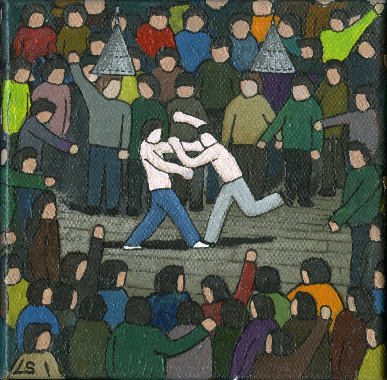 The Fight, 2015 (Tuval Üzerine Akrilik ve Mürekkep) by Lee Sellers