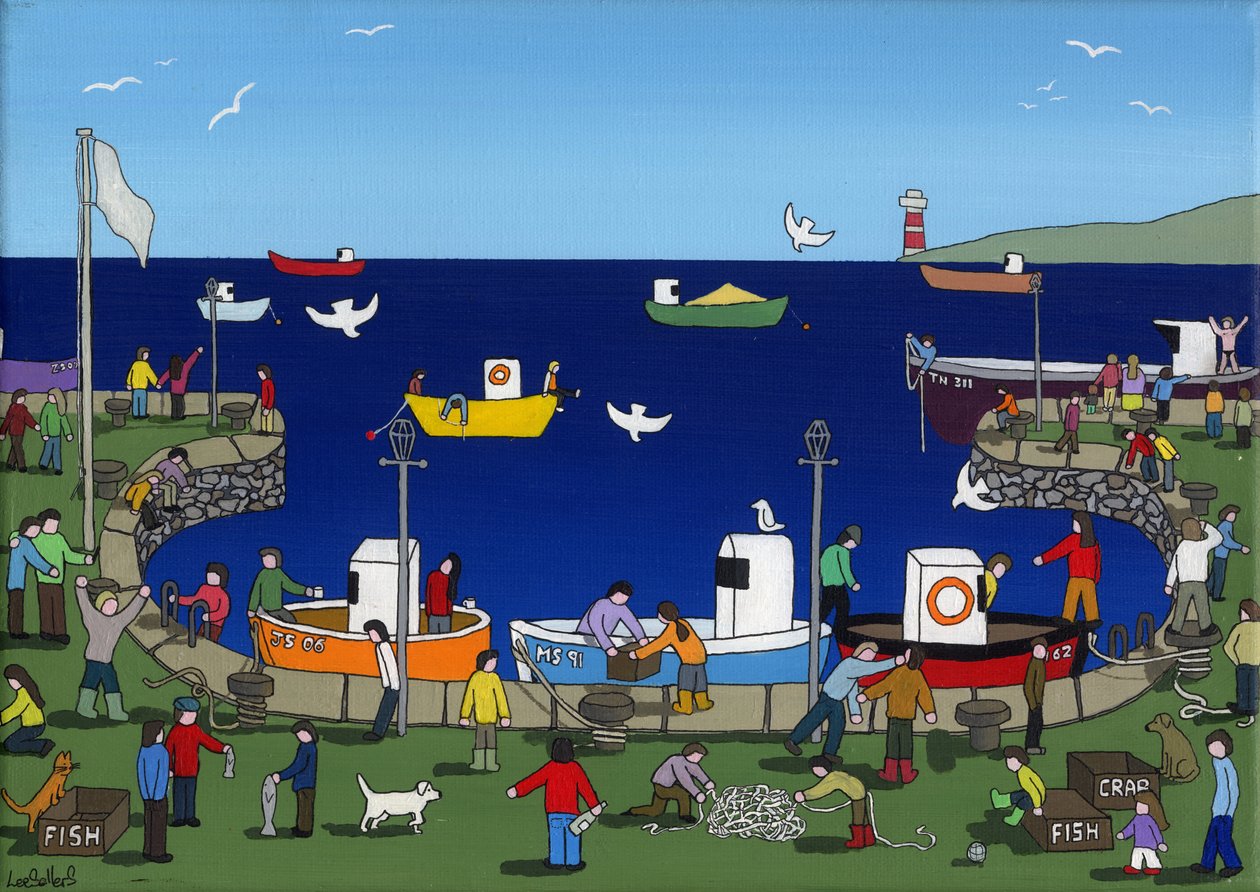 The Harbour, 2015, (Tuval Üzerine Akrilik ve Mürekkep) by Lee Sellers