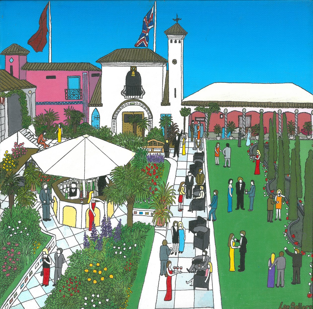 The Roof Gardens, 2010, (Tuval Üzerine Akrilik ve Mürekkep) by Lee Sellers
