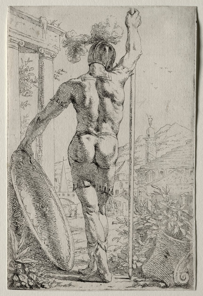 Ayakta Duran Bir Asker, Arkadan Göründü. by Leendert van der Cooghen