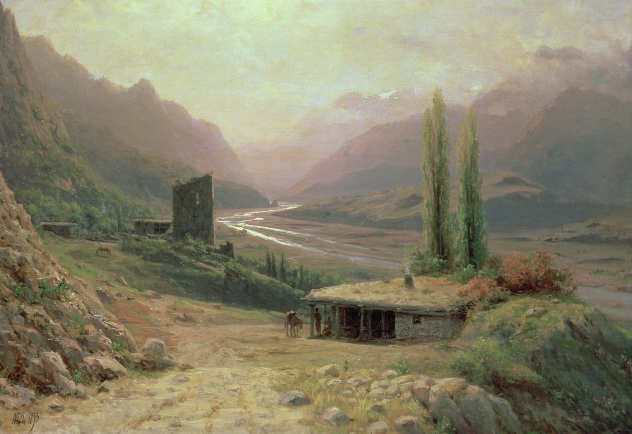 Caucasian Canyon, 1893  by Lef Feliksovich Lagorio