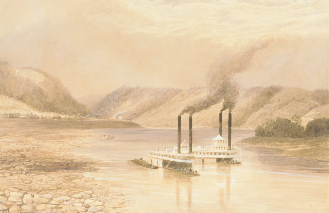 Wheeling yakınlarındaki Ohio Nehri, Batı Virginia, 1859-60. by Lefevre James Cranstone