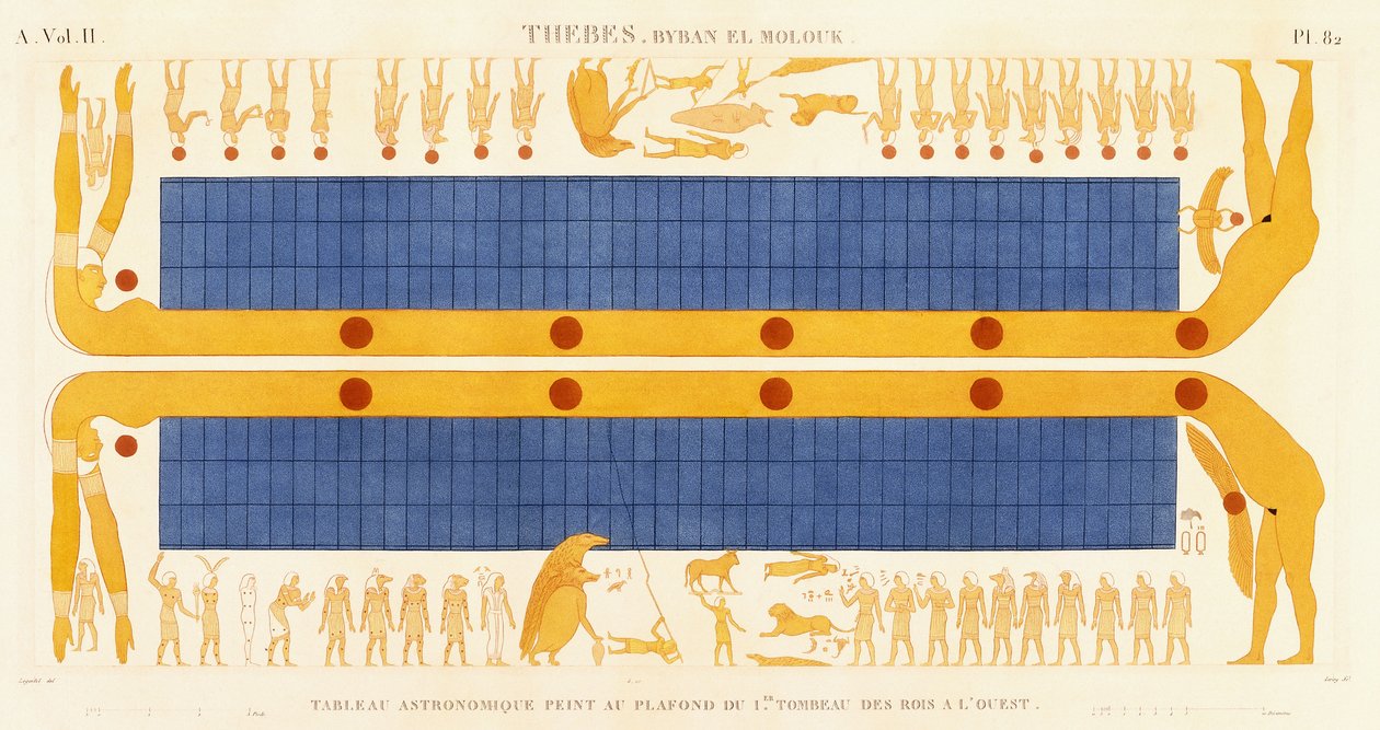 Thebes, Byban el Molouk, c.1809-1812 (renkli gravür) by Legentil (after)