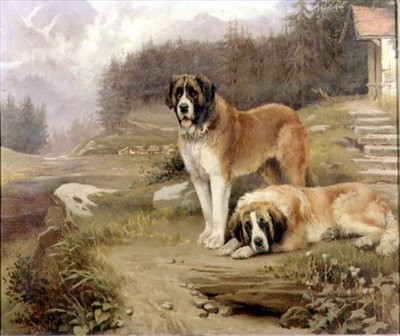 Bir Alp Manzarasında İki St. Bernard by Leghe Suthers