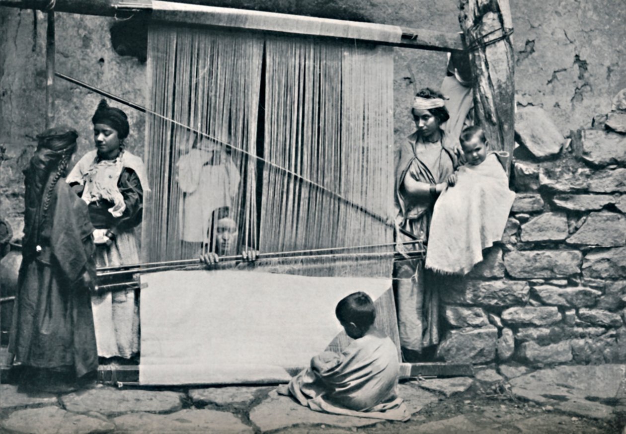 Kabyle dokumacıları ve yerli dokuma tezgahı, Kuzey Cezayir, 1912 by Legrand
