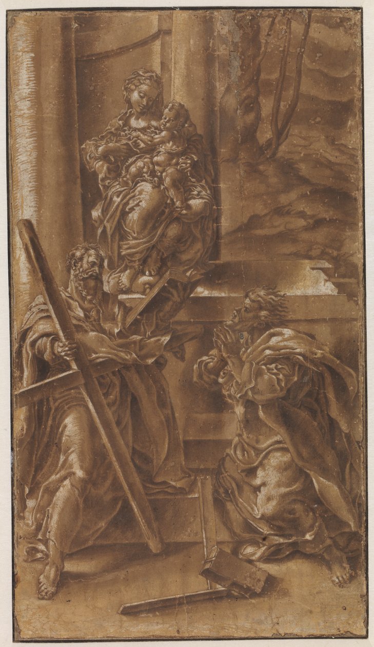 Madonna, çocukla birlikte havari Andrew (solda) ve Aziz Yahuda (sağda) by Lelio Orsi