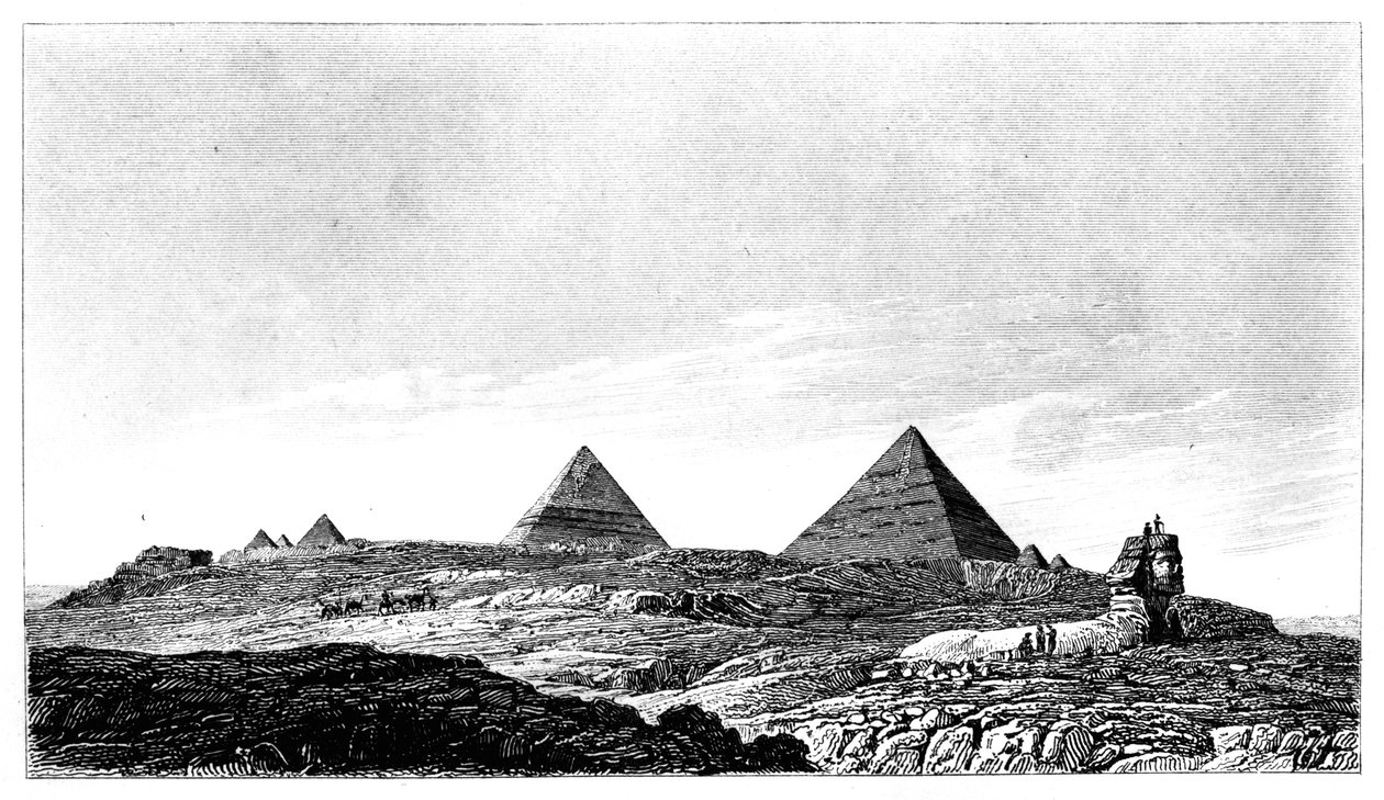 Piramitler ve Sfenks, Giza, Mısır, 19. Yüzyıl by Lemaitre