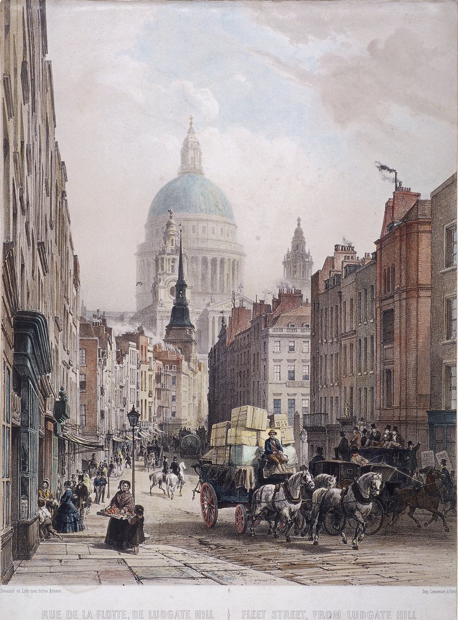Fleet Street, Londra, c1850 by Lemercier