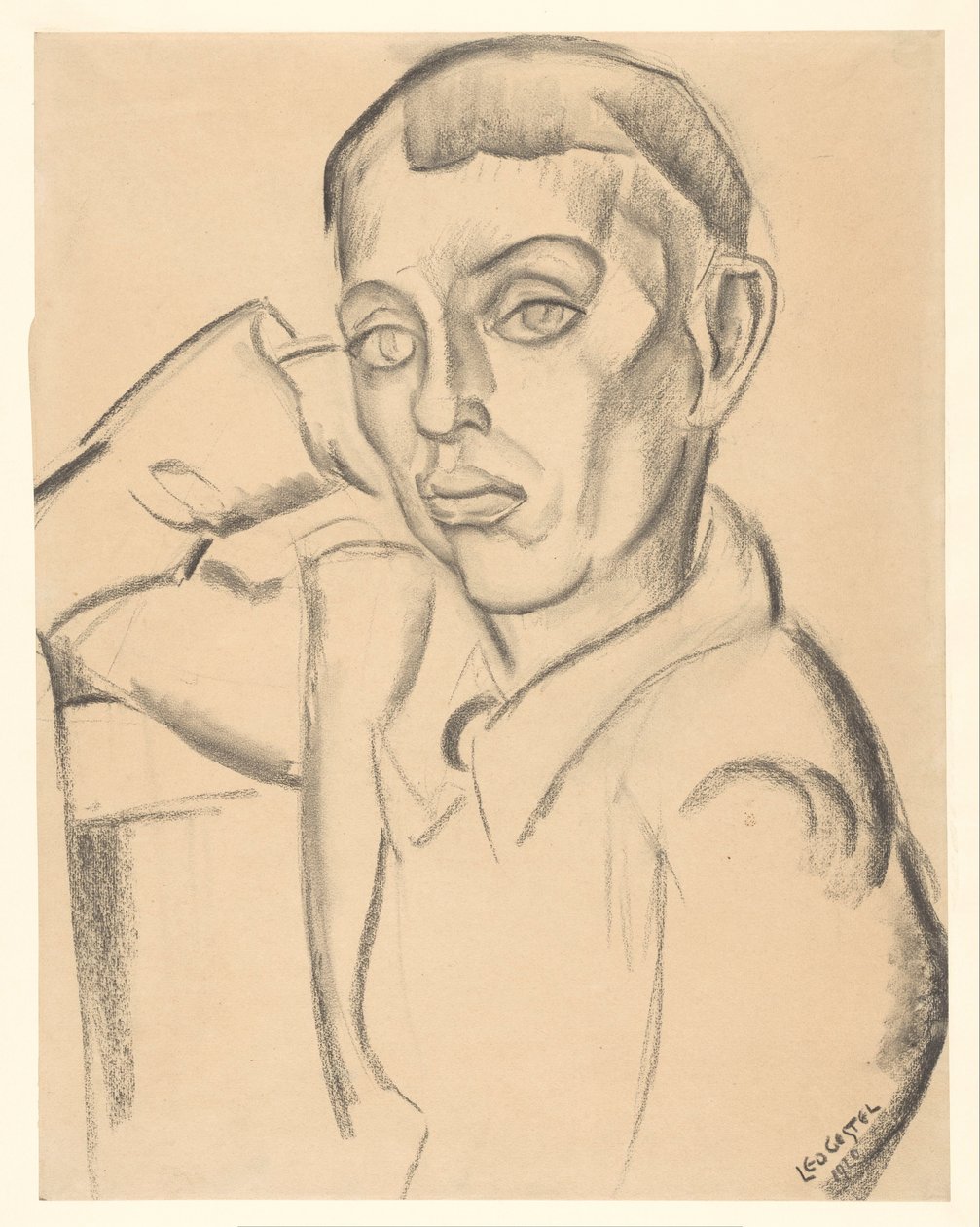 Genç adam başını eline yaslıyor. by Leo Gestel (signed by artist)