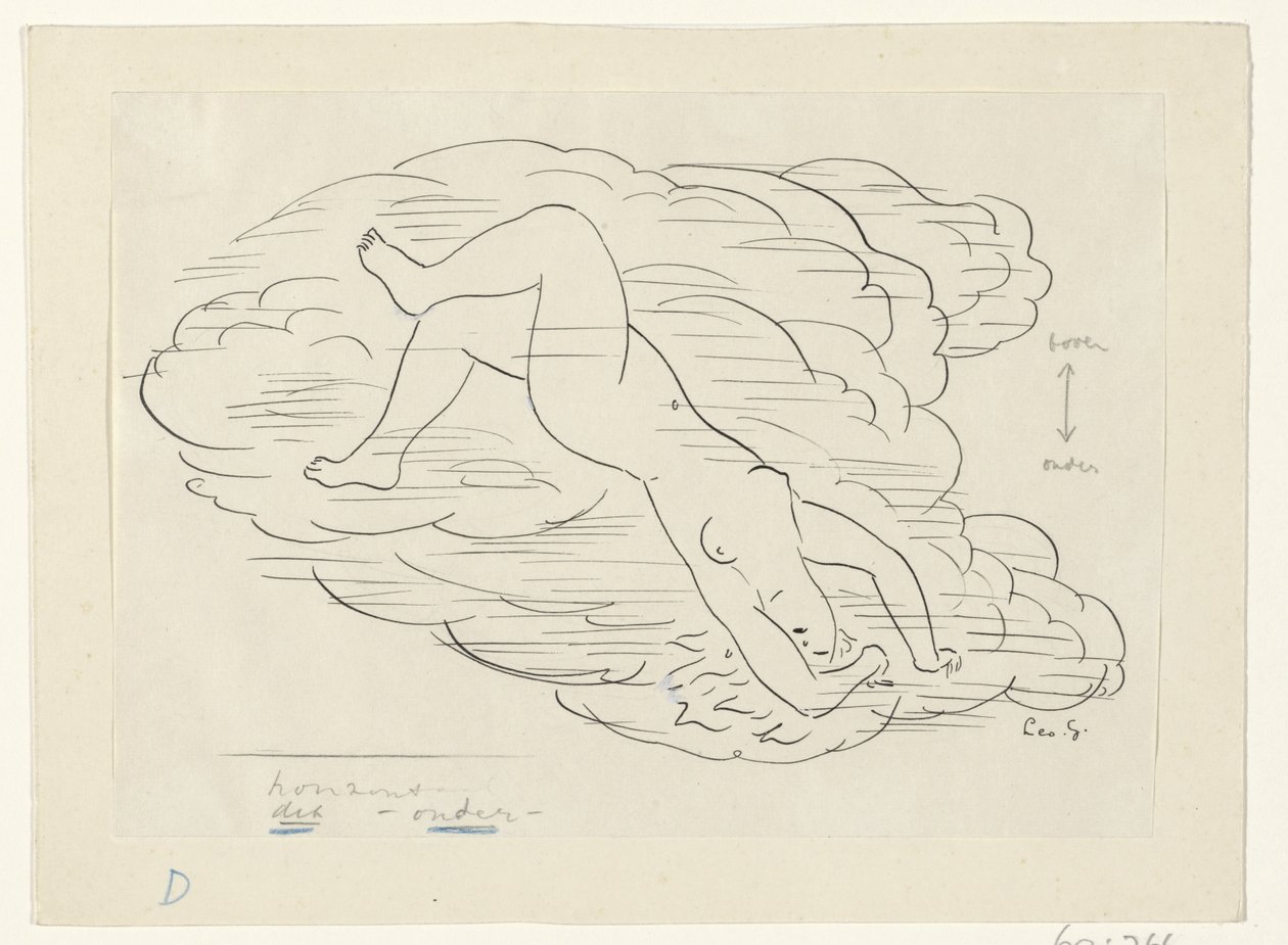 Bulutlarda çıplak kadın by Leo Gestel (signed by artist)