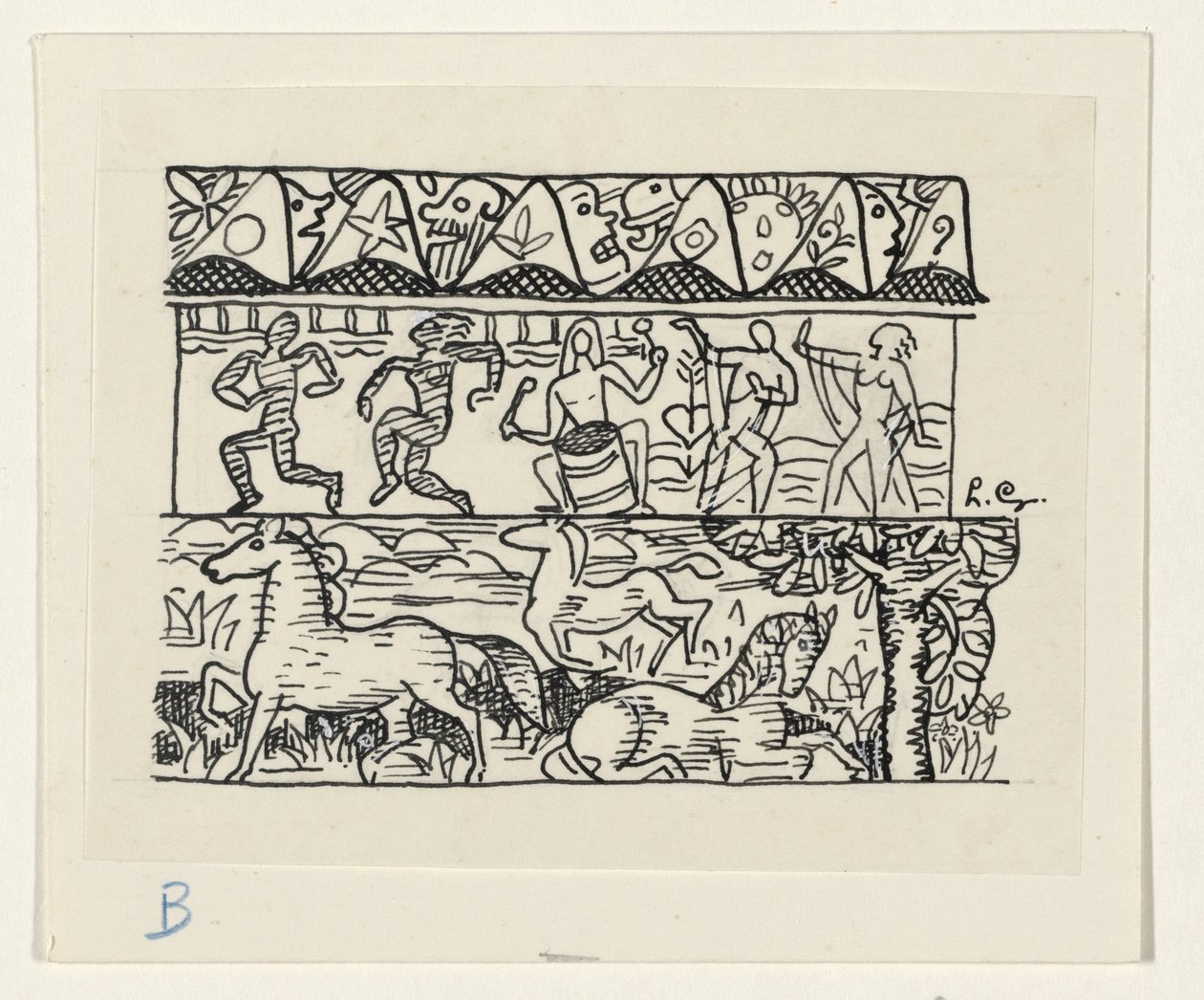 Atlar, dans eden insanlar ve maskeler by Leo Gestel (signed by artist)