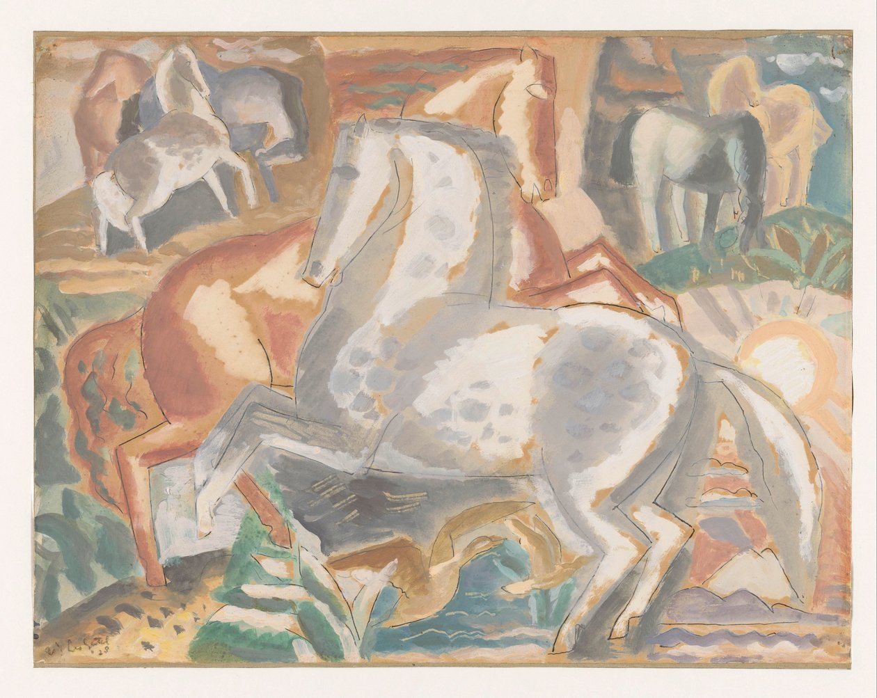 Manzaradaki atlar by Leo Gestel (signed by artist)