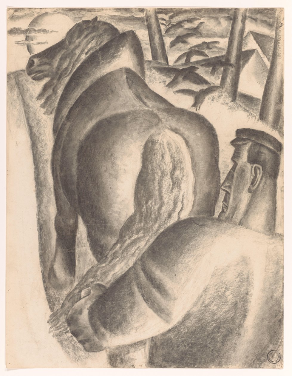 pulluk ile çiftçi by Leo Gestel
