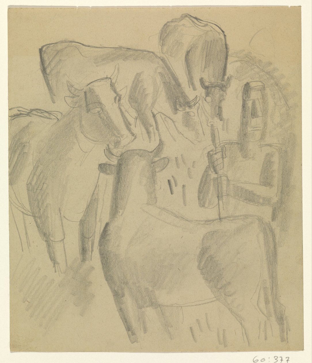 Dört inek ile çiftçi by Leo Gestel