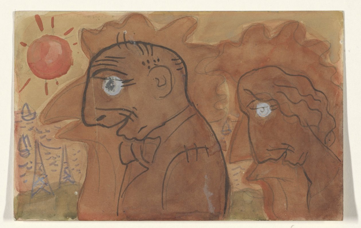 Leo Gestel ve karısının karikatürü by Leo Gestel