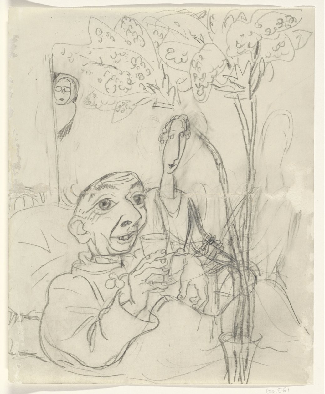 Leo Gestel'in hasta yatağındaki karikatürü by Leo Gestel