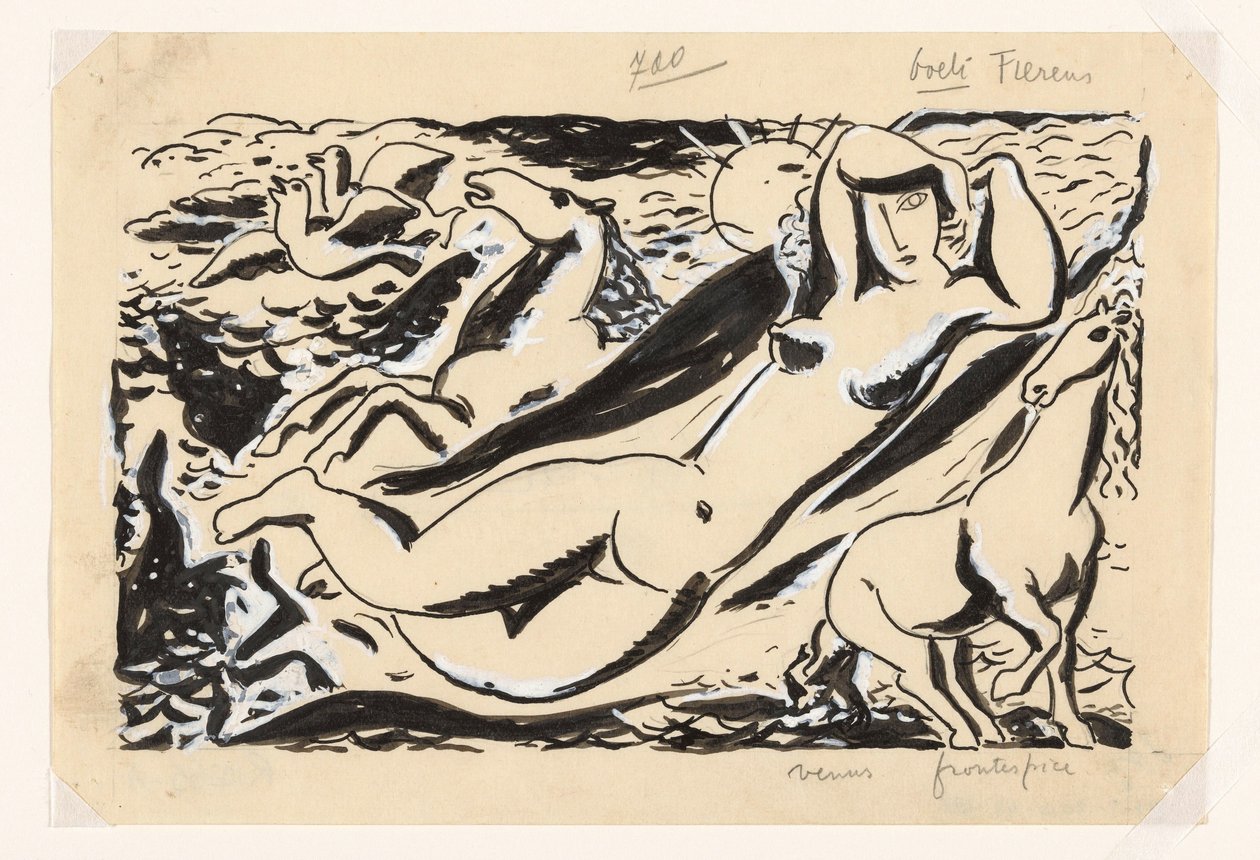 İki atlı uzanmış kadın by Leo Gestel