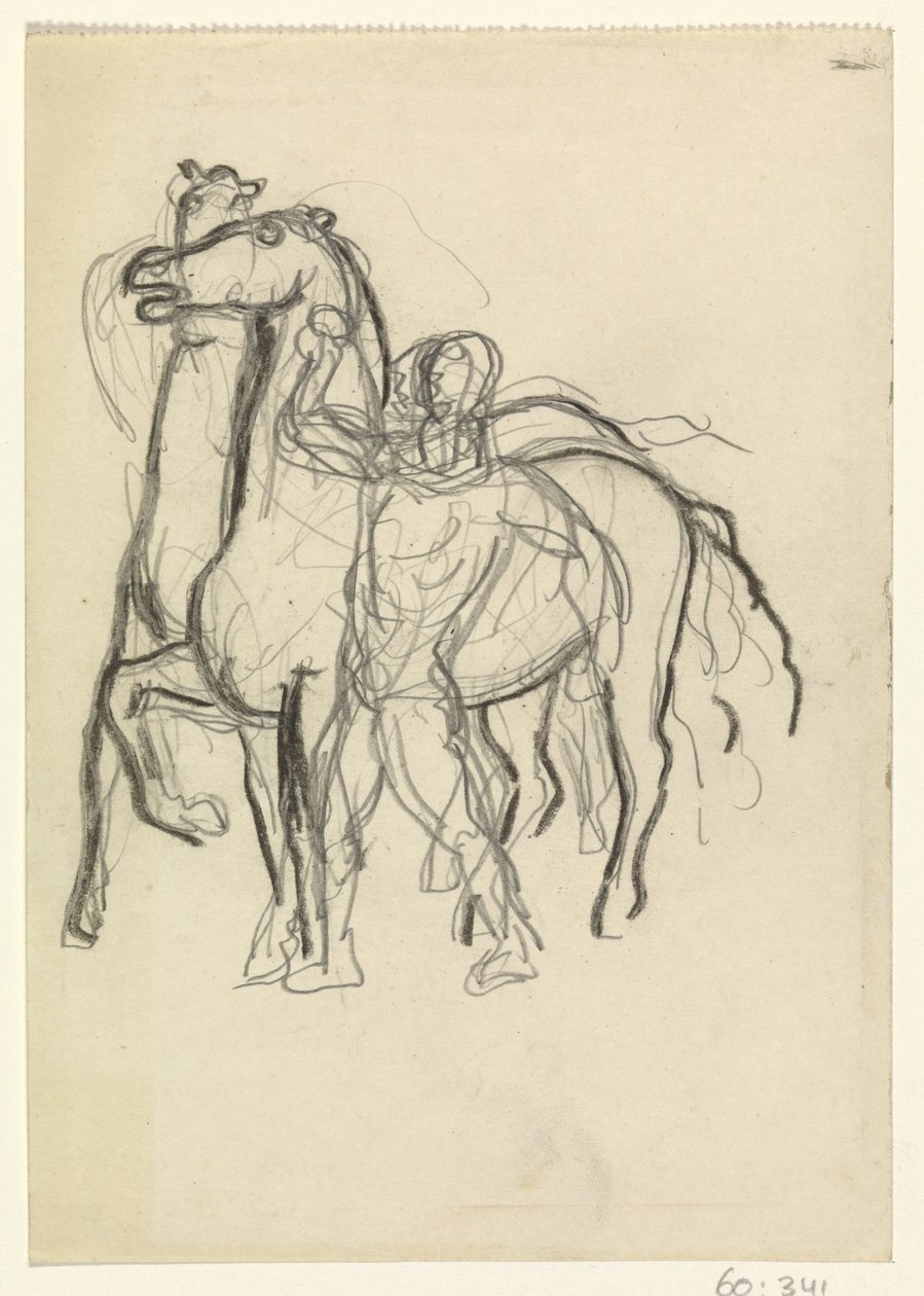 Adam iki atı kontrol altında tutuyor by Leo Gestel