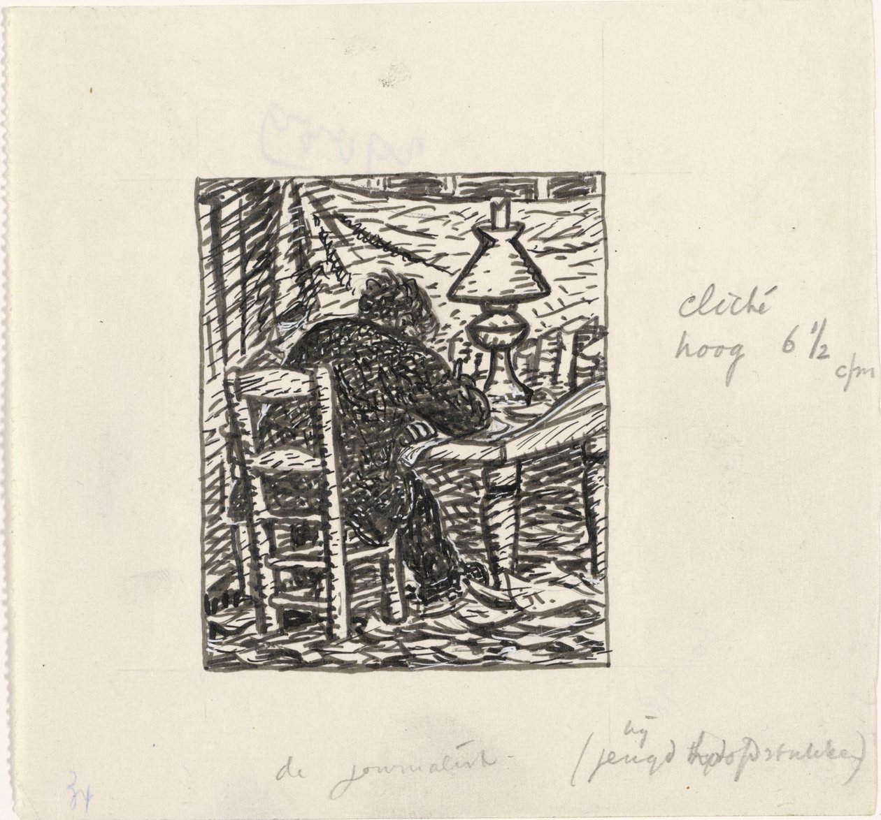 Adam bir masada yazıyor by Leo Gestel