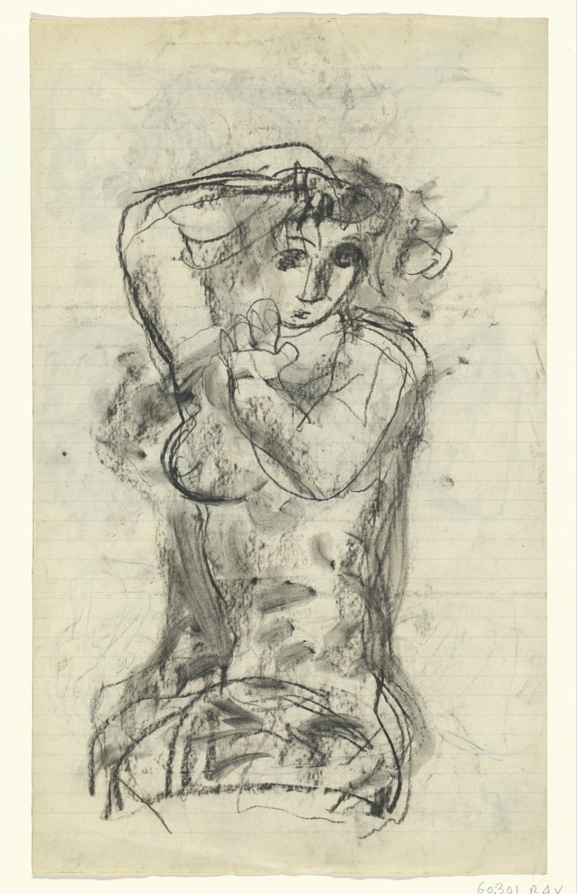 çıplak oturan kadın by Leo Gestel