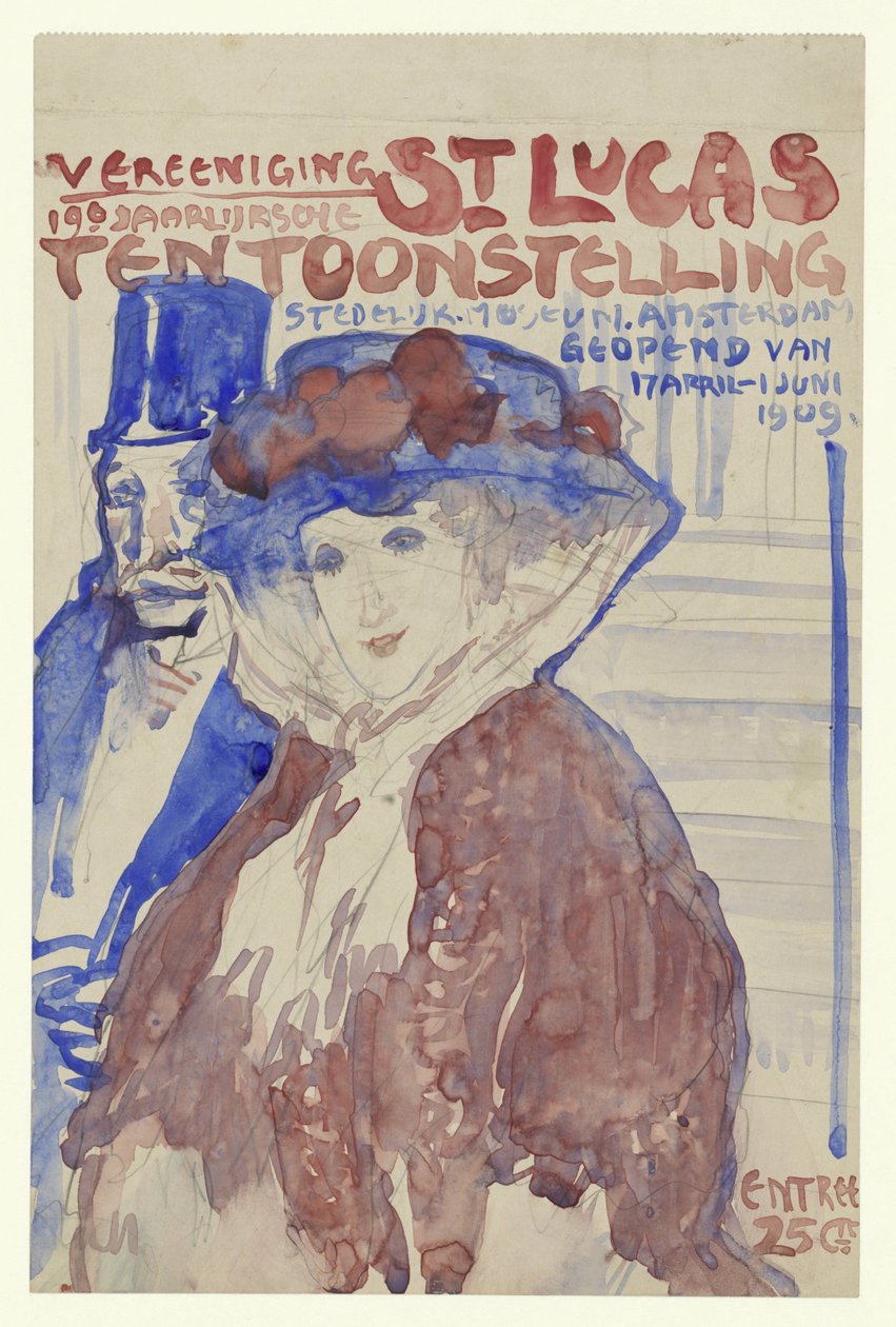 Amsterdam'daki Stedelijk Müzesi'ndeki 19. Yıllık Vereening St. Lukas Sergisinin afişi için tasarım by Leo Gestel