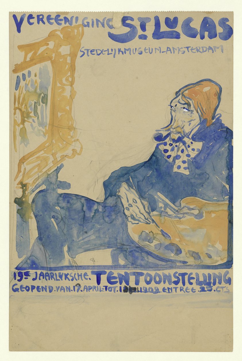 Amsterdam'daki Stedelijk Müzesi'ndeki 19. Yıllık Vereening St. Lukas Sergisinin afişi için tasarım by Leo Gestel