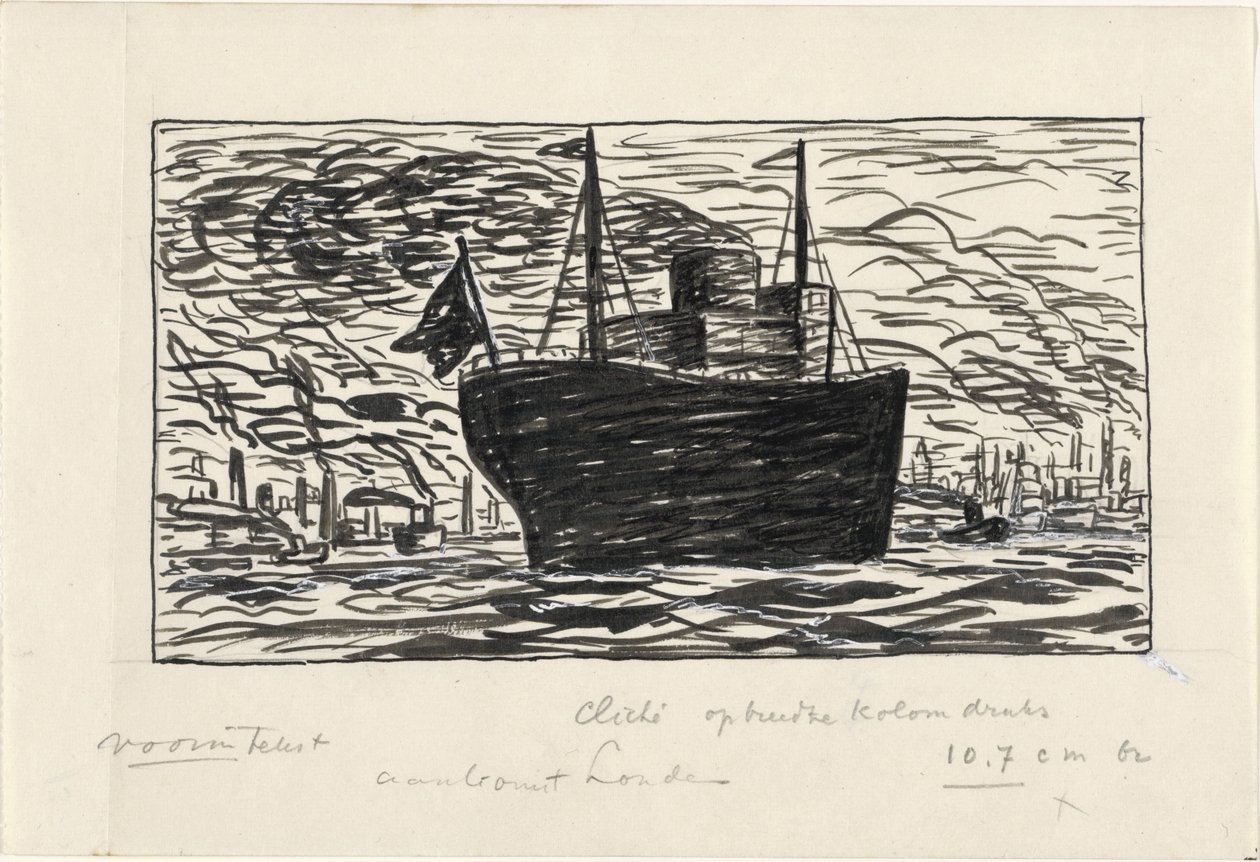 Gemi Londra limanına girer (nesne üzerindeki başlık) by Leo Gestel