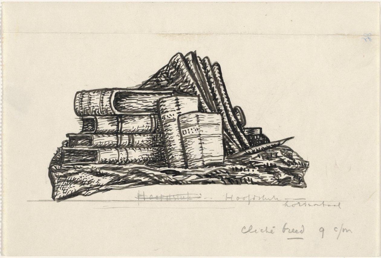 Kitap ve kırtasiye yığını by Leo Gestel