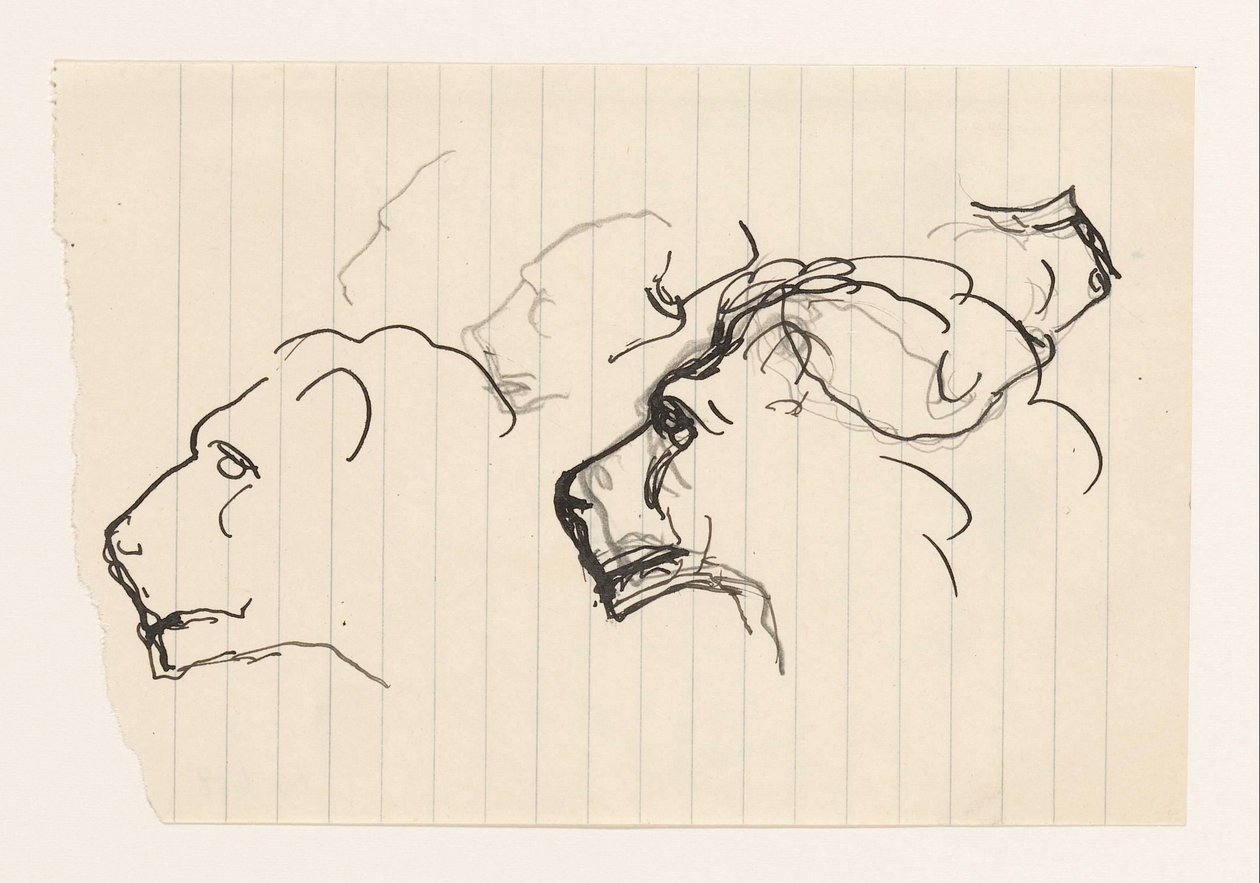 Aslan başlı çalışma sayfası by Leo Gestel