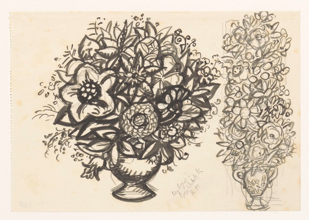 Çiçekli iki vazo by Leo Gestel
