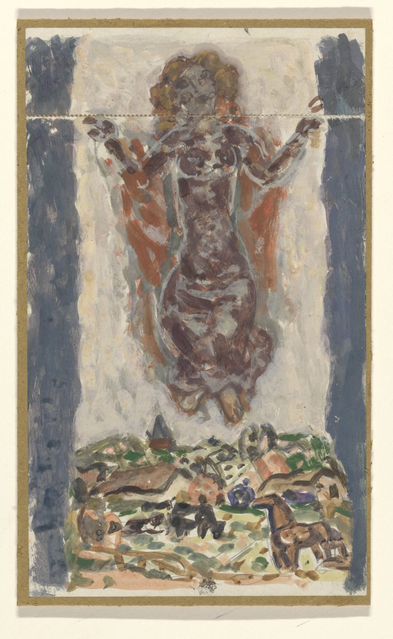 Bir manzara üzerinde uzanmış kolları olan kadın by Leo Gestel