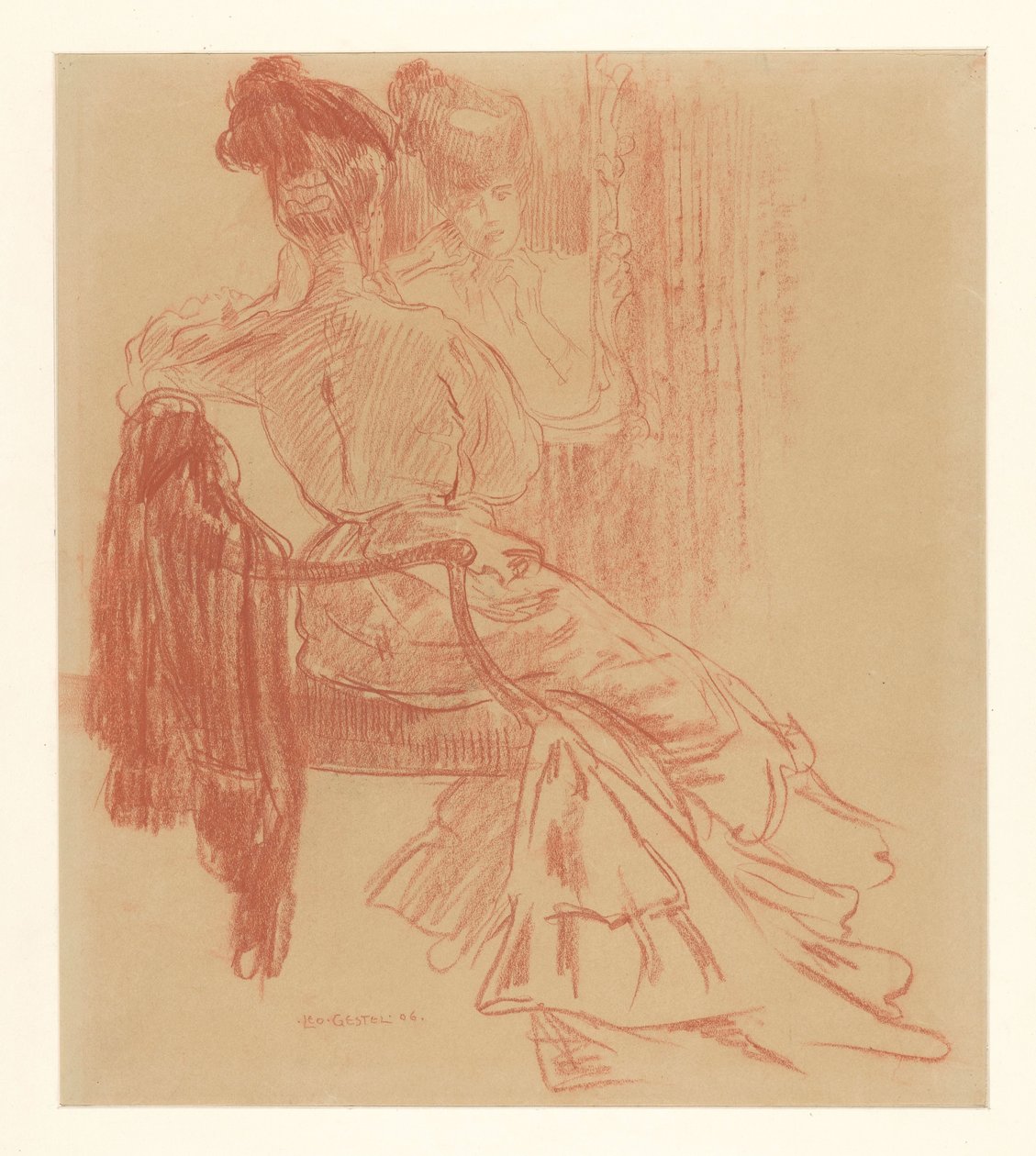 aynanın önünde oturan bayan by Leo Gestel