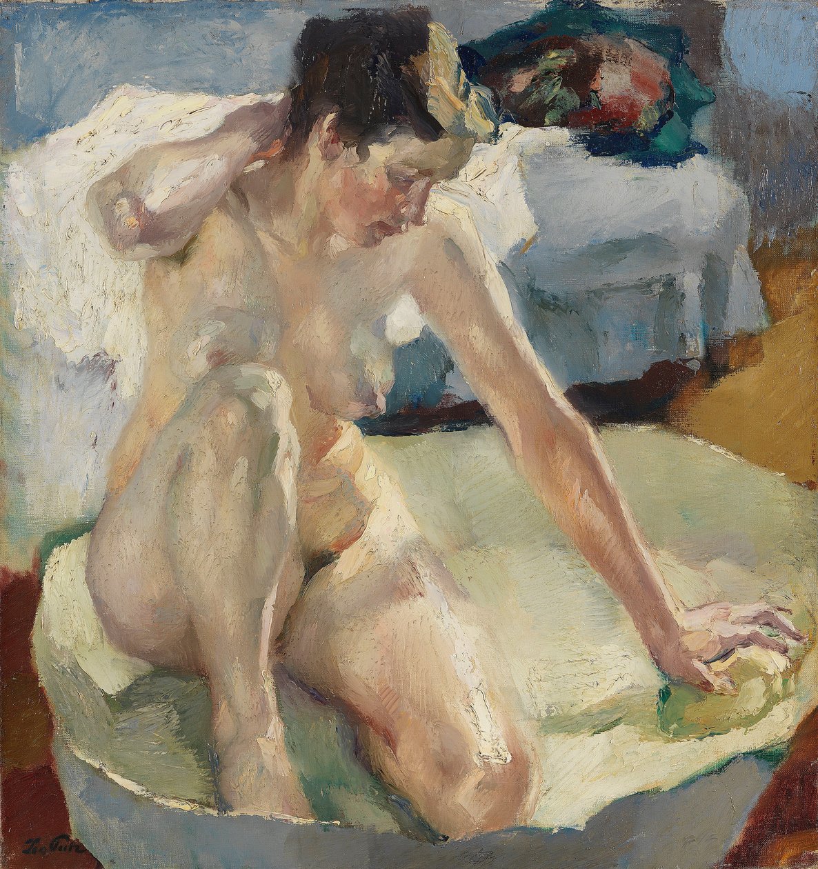 Au bain II - Banyoda II, Putz, Leo (1869-1940). Tuval üzerine yağlıboya by Leo Putz