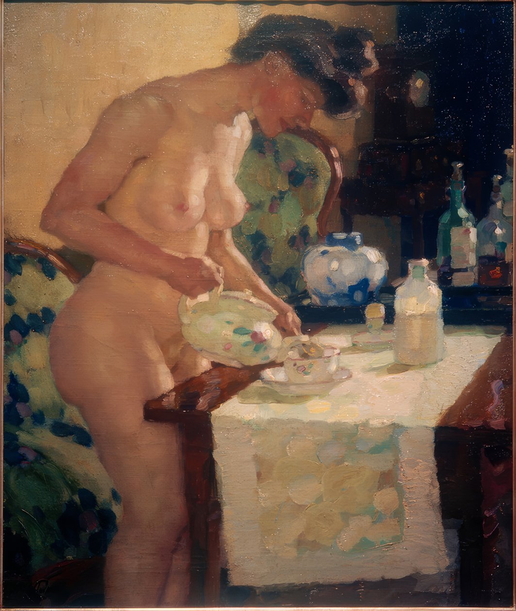 Çay masasında model by Leo Putz