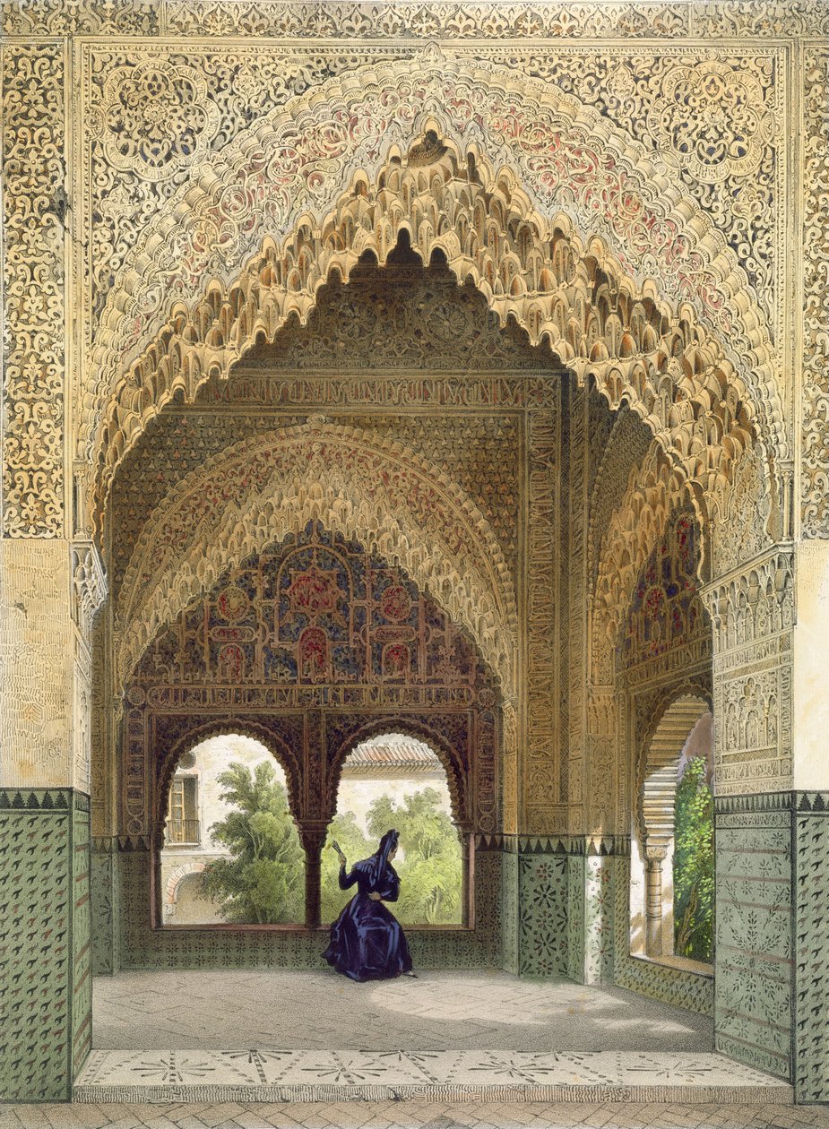 İki Kız Kardeşin Odasındaki İnfantaların Kabinesi, Alhambra, Granada, 1853 by Leon Auguste Asselineau